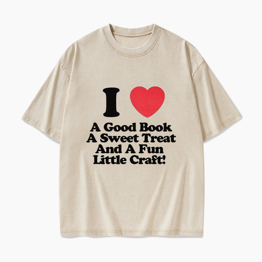 I Love Books Treats And Crafts Washed Tees