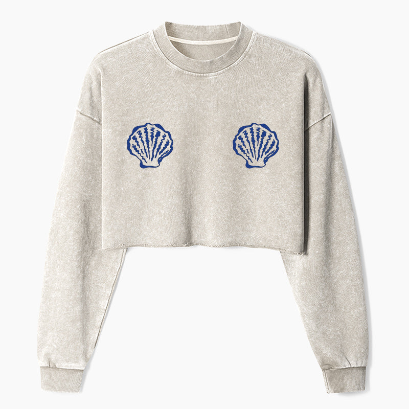 Sunny Seashell Crop Washed Sweatshirts