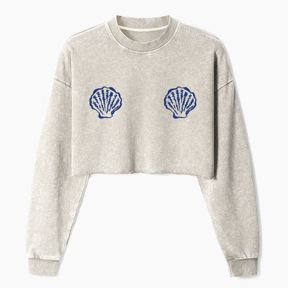 Sunny Seashell Crop Washed Sweatshirts