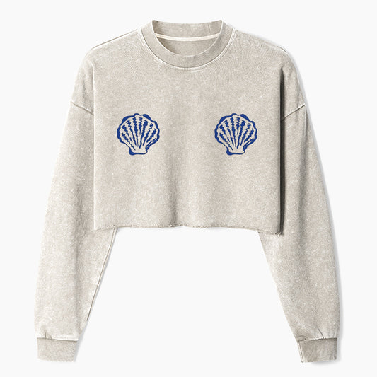 Sunny Seashell Crop Washed Sweatshirts