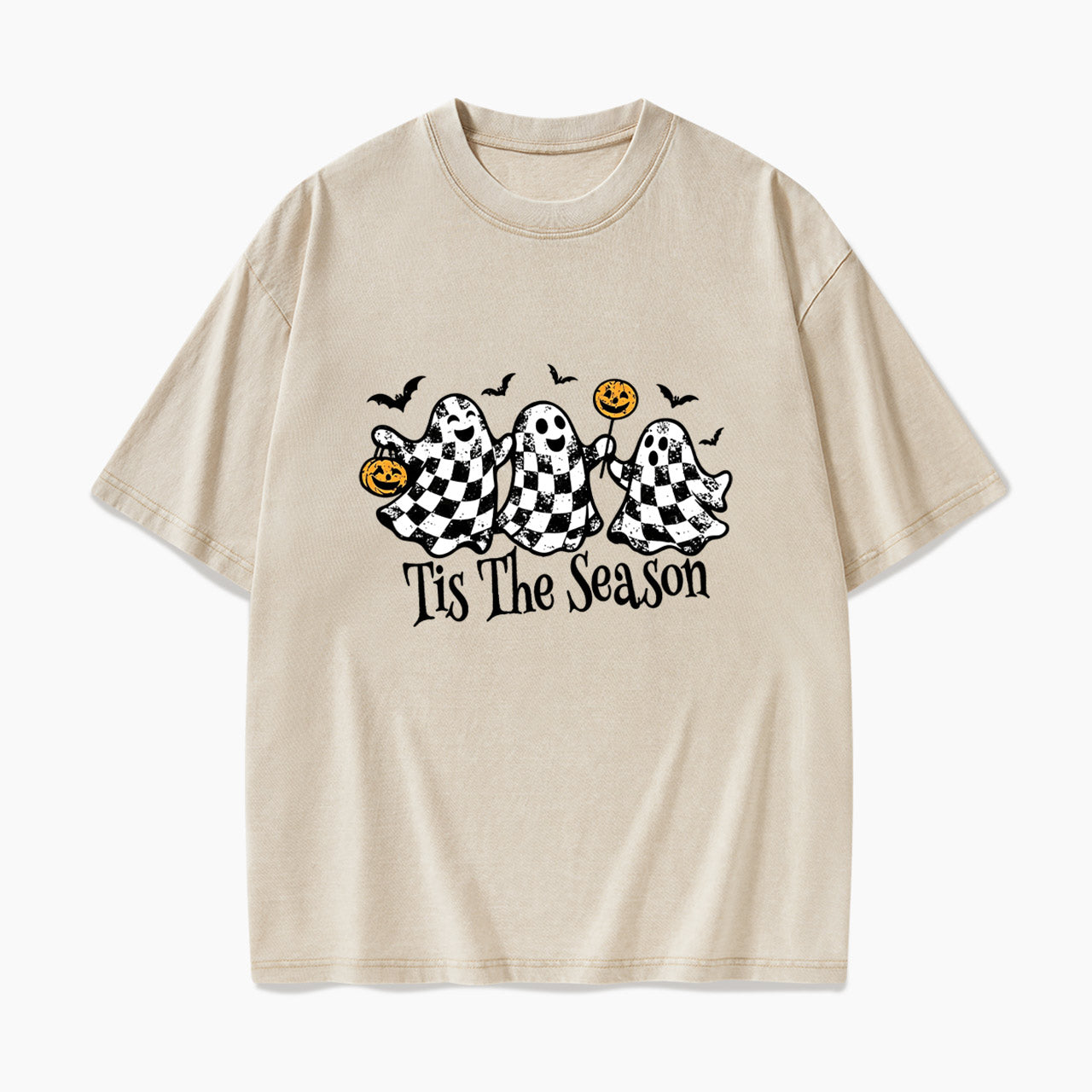 Ghosts Tis The Season Halloween Washed Tees