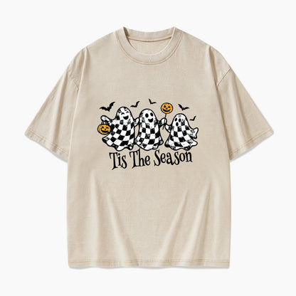 Ghosts Tis The Season Halloween Washed Tees