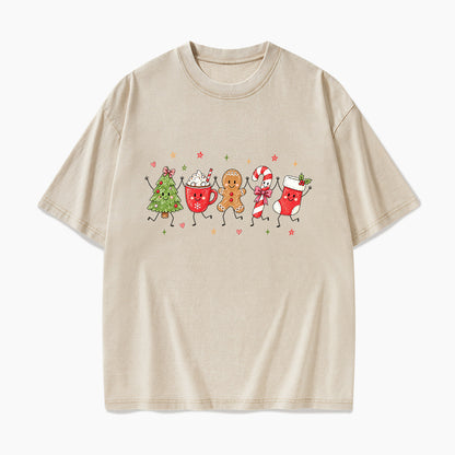 Cute Stick Figure Christmas Washed Tees