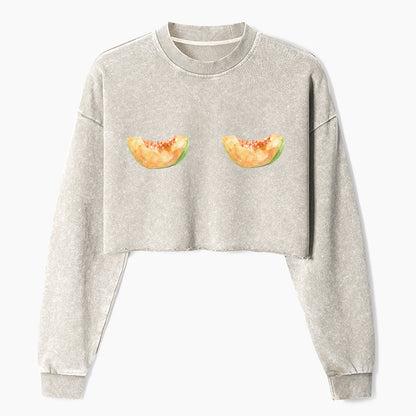 Sweet Melon Mood Crop Washed Sweatshirts