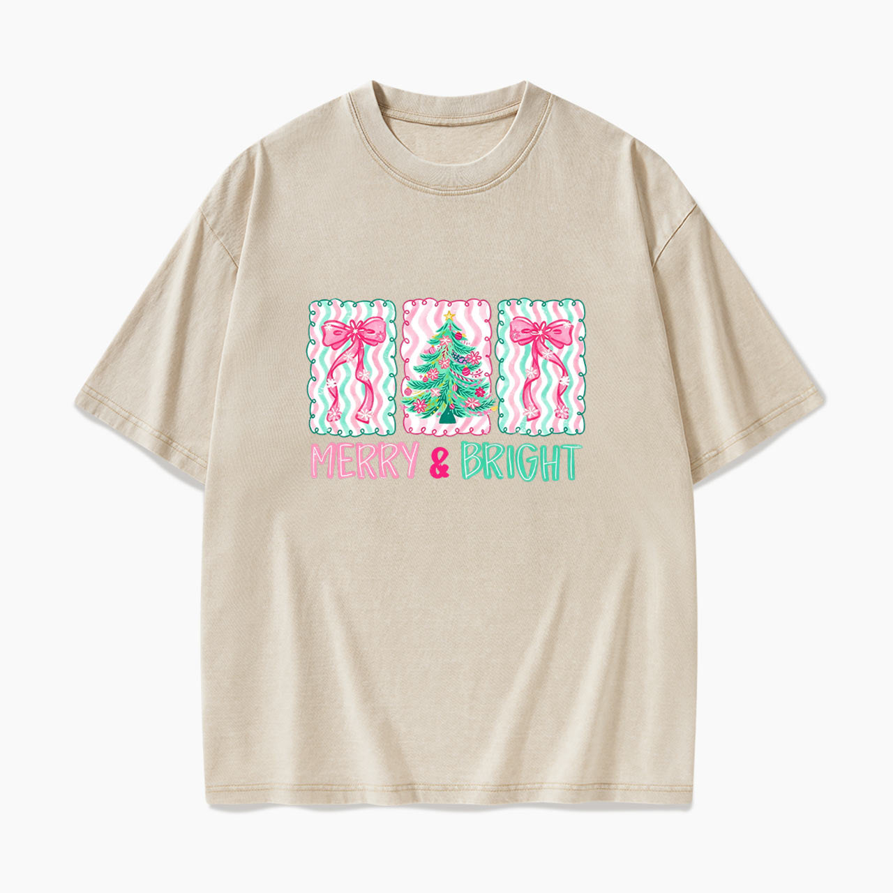 Merry Bright Floral Coquette Christmas Washed Tees