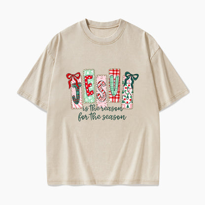 Jesus Is The Reason For The Season Christmas Washed Tees