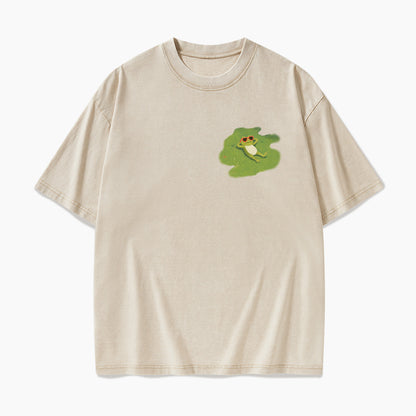 Cute Chill Frog Washed Tees