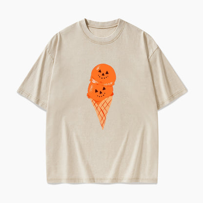 Pumpkin Spice Ice Cream Halloween Washed Tees