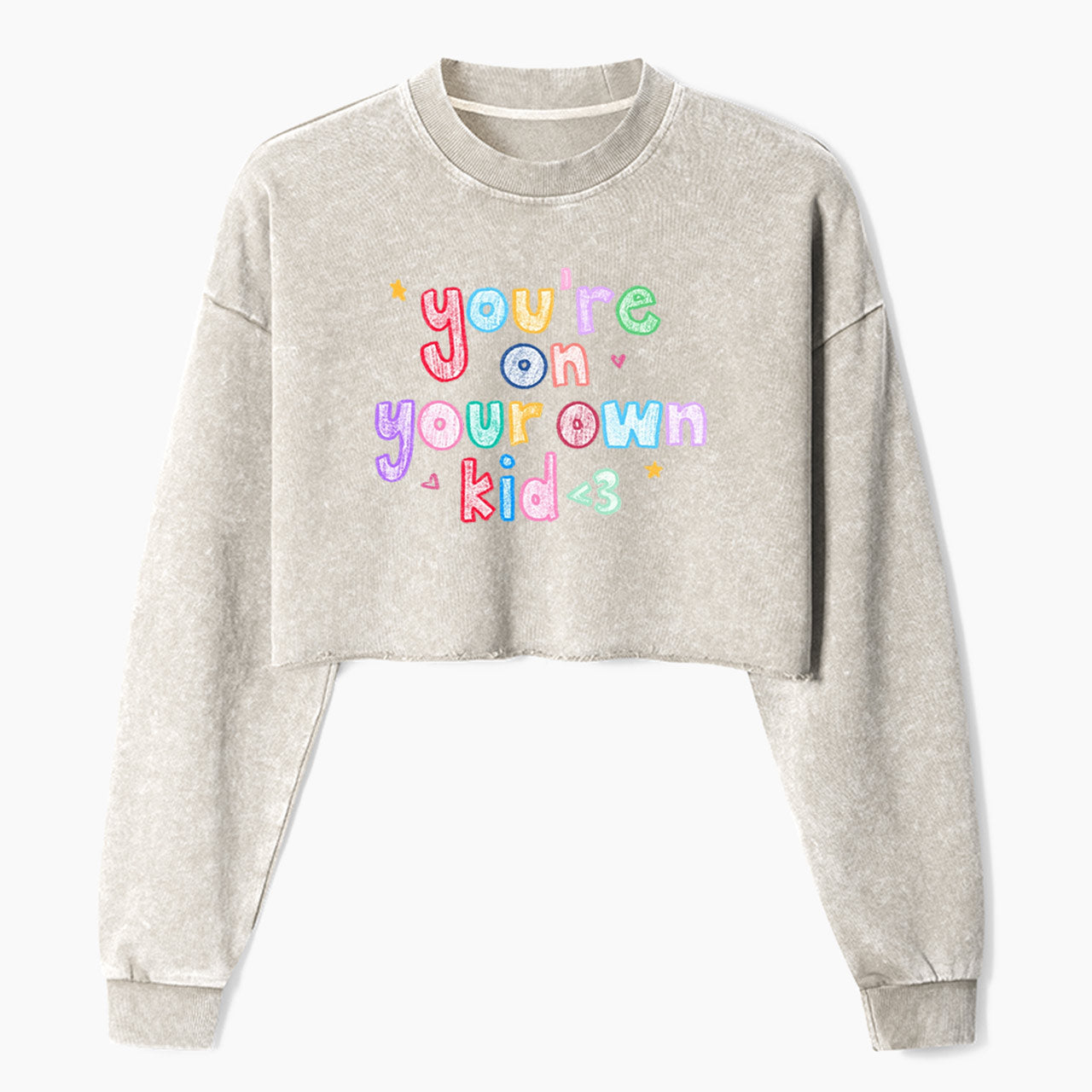 Stand On Your Own Two Feet Crop Washed Sweatshirts