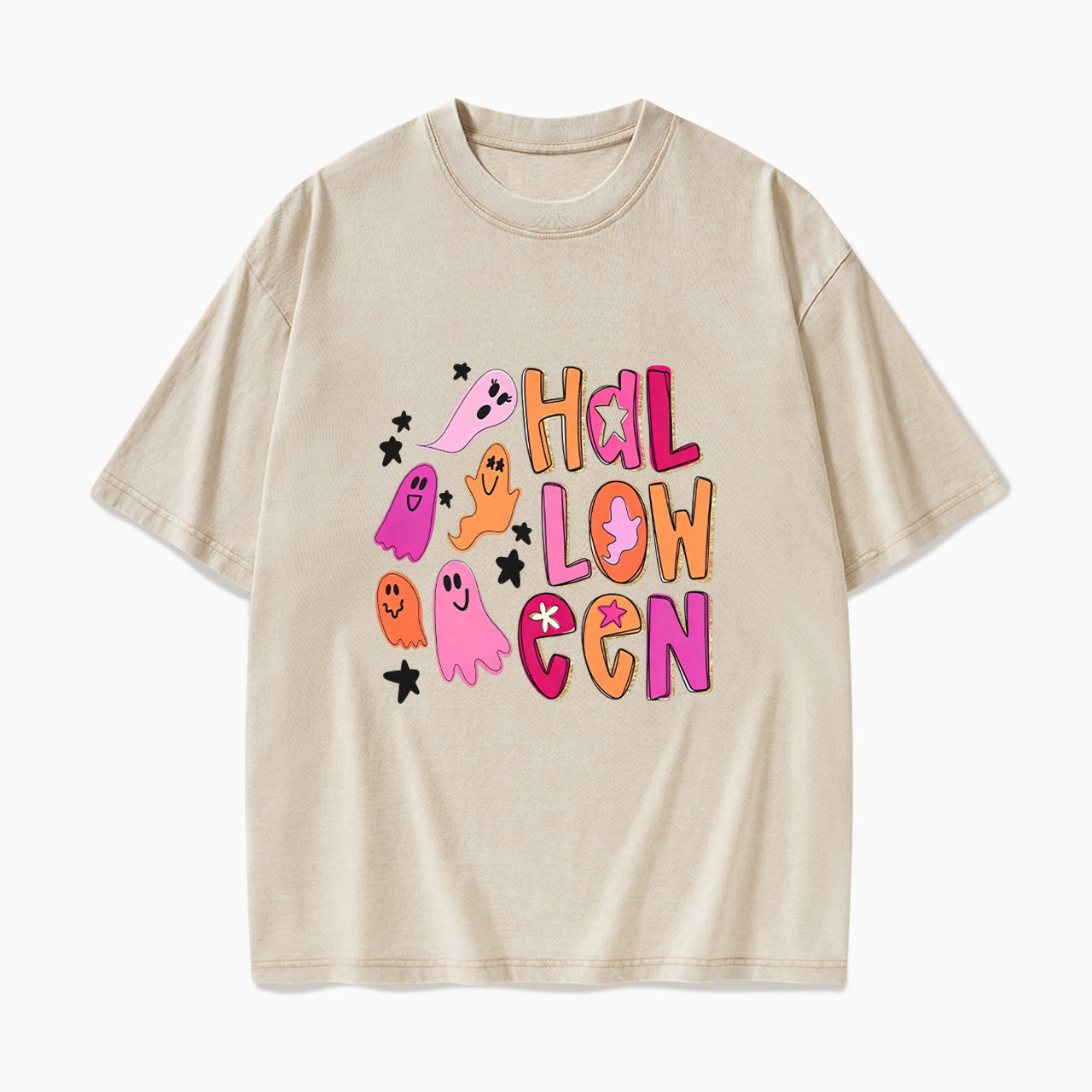 Ghost Doodle Halloween Washed Tees