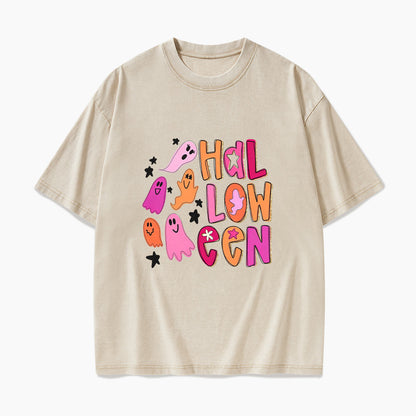 Ghost Doodle Halloween Washed Tees