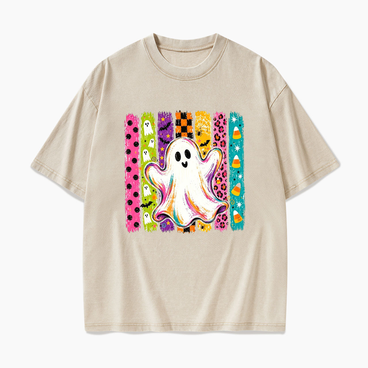 Rainbow Ghost Halloween Washed Tees