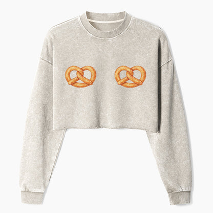 Salty But Sweet Pretzel Crop Washed Sweatshirts