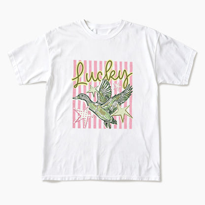 Flying Mallard Duck Lucky Striped T Shirts