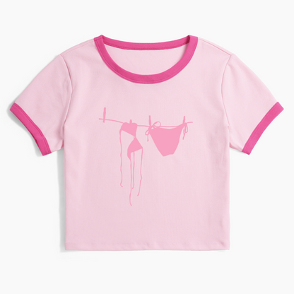 Pink Bikini Ringer Tee