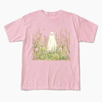 Cute Ghost with Wildflowers T Shirts