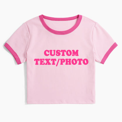 Custom Personalized Text Photo Ringer Tee Jellypine