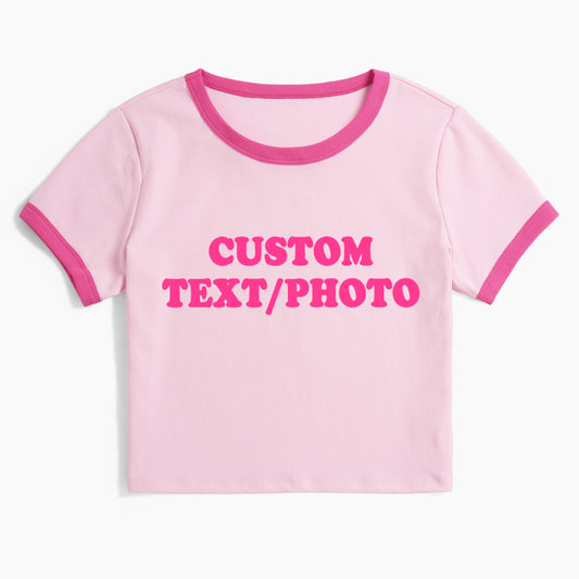 Custom Personalized Text Photo Ringer Tee Jellypine