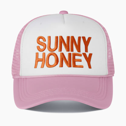 Embroidered Sunny Honey Colorblock Trucker Hat