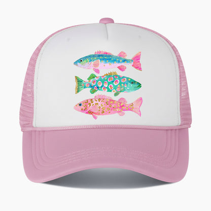 Colorful Fish Colorblock Trucker Hat