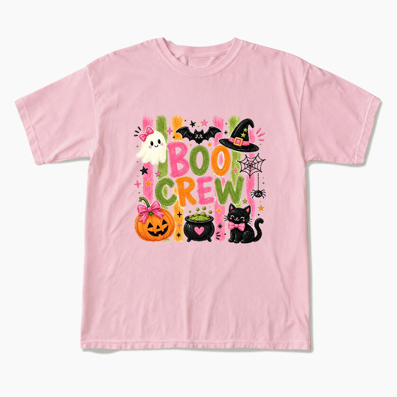 Striped Boo Crew Halloween T Shirts