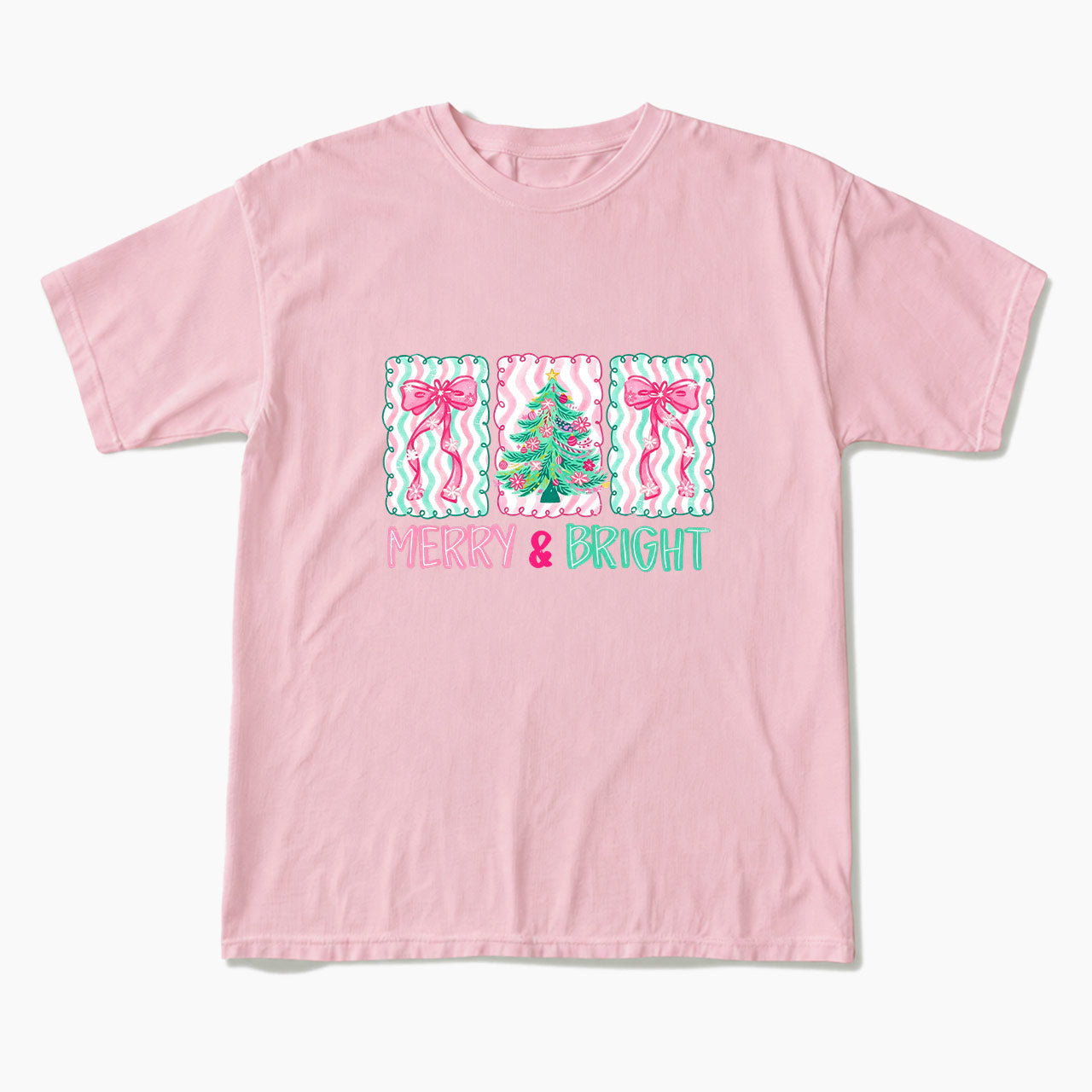 Merry Bright Floral Coquette Christmas T Shirts