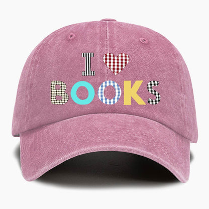 I Love Books Washed Baseball Cap