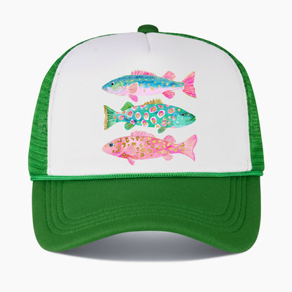 Colorful Fish Colorblock Trucker Hat